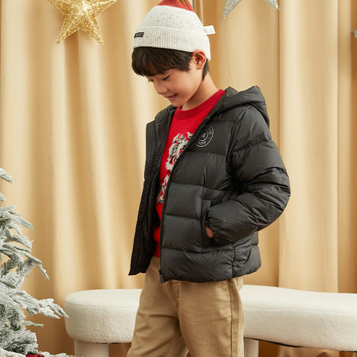 METTE儿童轻薄羽绒服2020冬新款中大童装90白鹅绒短款连帽小外套 商品图5