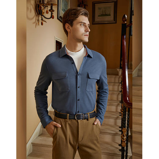 YvesFigarau伊夫·费嘉罗秋冬新款简约舒适保暖休闲长袖衬衫922316 商品图2