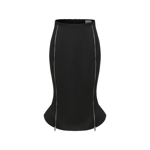 【花序】拉链拼接设计黑色高腰半裙/000116A 商品图4