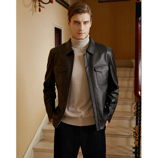 YvesFigarau伊夫·费嘉罗秋冬保暖绵羊皮革皮夹克923802 商品图2