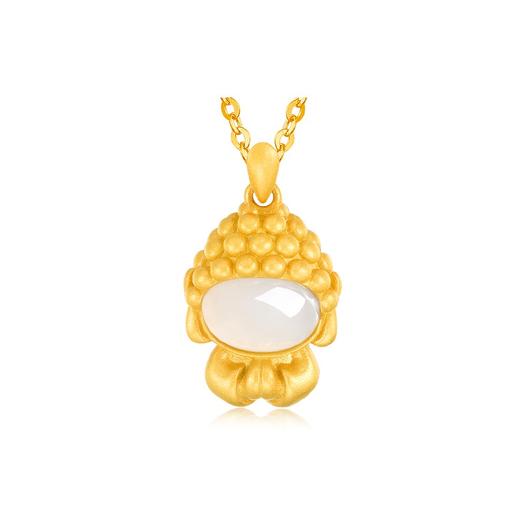 六鑫珠宝 Q萌无相小佛陀吊坠 S925银镀金 商品图1