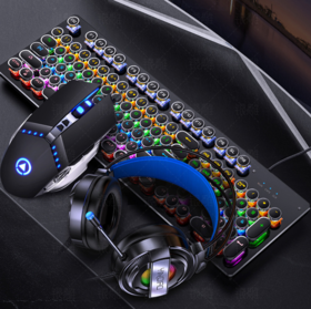 【键鼠套装】银雕V2游戏机械手感键盘鼠标耳机三件套