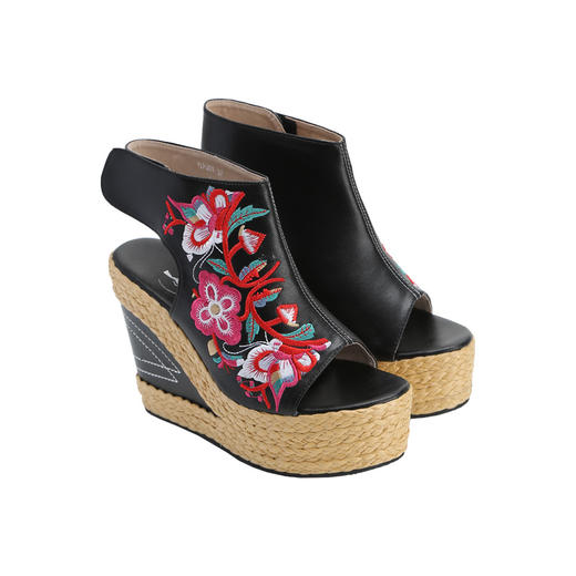 莲开并蒂刺绣高跟鞋 |前跟高4cm 后跟高11.5cm 商品图6