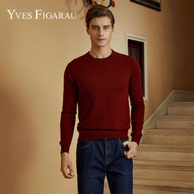 YvesFigarau伊夫·费嘉罗100%绵羊毛秋冬新款套头舒适保暖打底休闲毛衣921161
