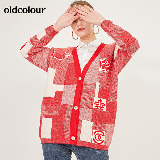 oldcolour春秋季时尚穿搭针织中外套女N11054105 商品图3