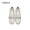 westory2021秋季新款漆皮浅口粗跟皮鞋链条圆头单鞋S21CM71711 商品缩略图4