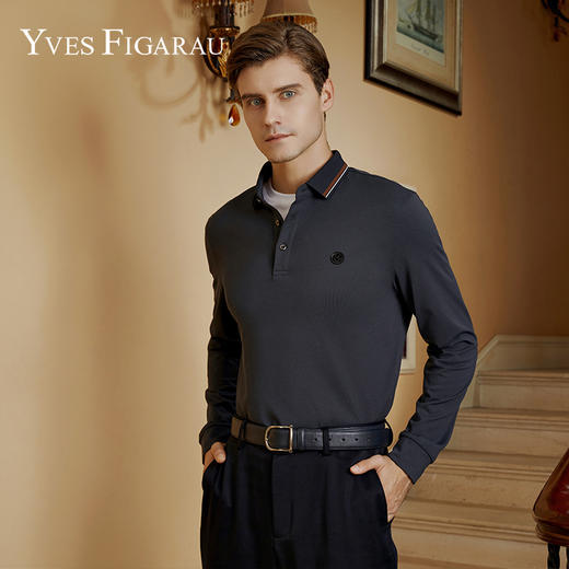 YvesFigarau伊夫·费嘉罗秋冬新款长袖T恤套头男士舒适修身上衣920959 商品图0