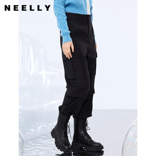 NEELLY纳俪工装风束脚裤女2021新款哈伦裤宽松潮流百搭休闲裤秋季 商品图1