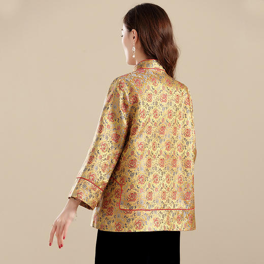 上海旗袍厂AYK-QF-210716宋锦盘龙复古外套女九分袖立领宽松唐装女2021秋季国风女装 商品图5
