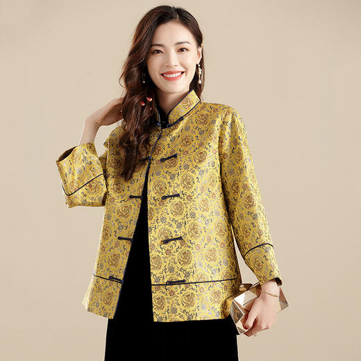 上海旗袍厂AYK-QF-210716宋锦盘龙复古外套女九分袖立领宽松唐装女2021秋季国风女装 商品图1