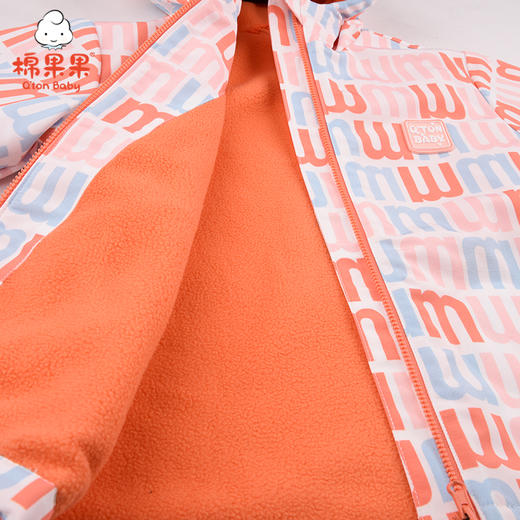 棉果果冬季女童印花摇粒绒挂里连帽外套M422101321695 商品图4