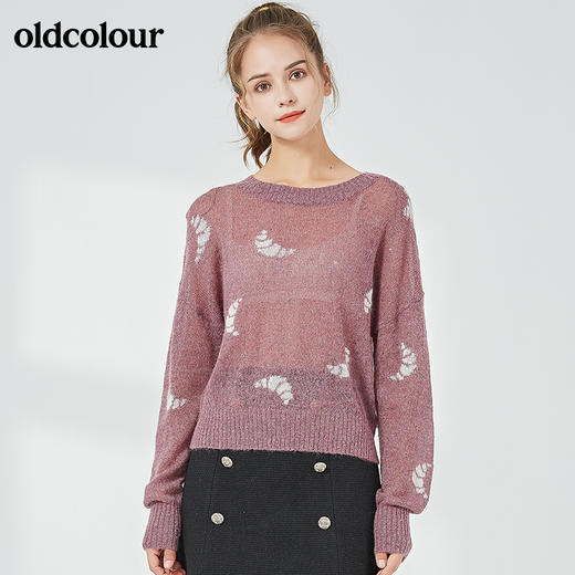 oldcolour秋季商场同款圆领百搭毛织套头衫女N33052372 商品图2
