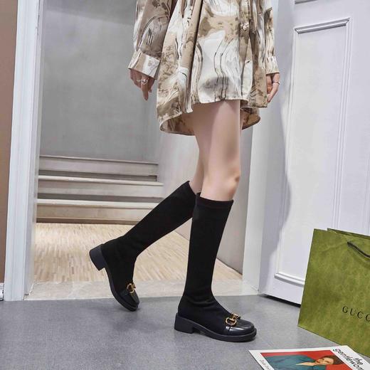 lfgj jeans  BB317    娃娃头金属扣拼接真皮磨砂长筒靴 商品图4