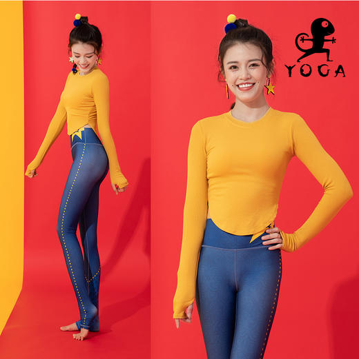 壁虎瑜伽【2109SY110】圆领高弹瑜伽长袖（有胸垫）【5天发货】 商品图5
