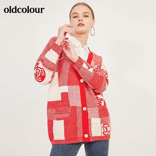 oldcolour春秋季时尚穿搭针织中外套女N11054105 商品图0