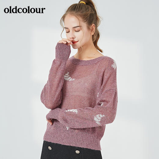 oldcolour秋季商场同款圆领百搭毛织套头衫女N33052372 商品图0