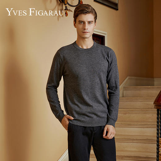 YvesFigarau伊夫·费嘉罗100%绵羊毛秋冬新款套头舒适保暖打底休闲毛衣921160 商品图0