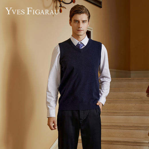 YvesFigarau伊夫·费嘉罗100%山羊绒秋冬舒适保暖毛背心921128 商品图0