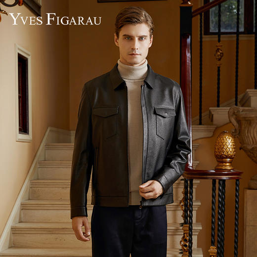 YvesFigarau伊夫·费嘉罗秋冬保暖绵羊皮革皮夹克923802 商品图0