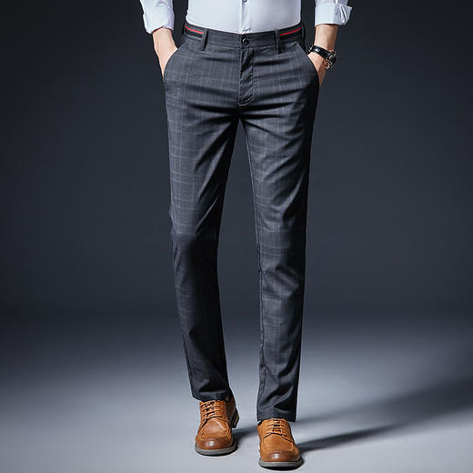 【服饰鞋包】休闲裤时尚休闲弹力格子小直筒男春秋季商务修身西裤