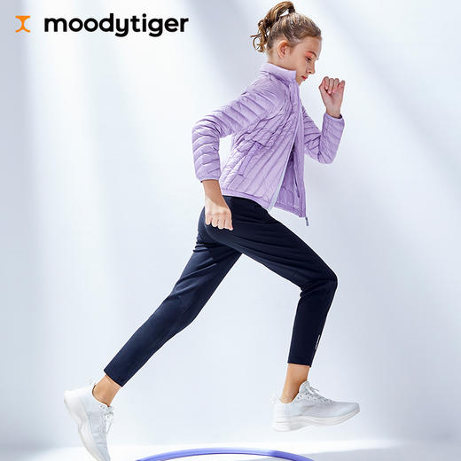 moodytiger女童运动裤2021冬季新款纯色透气高弹力宽松休闲长裤M12211310 商品图5