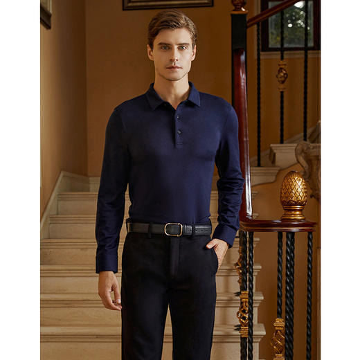 YvesFigarau伊夫·费嘉罗秋冬新款长袖T恤套头男士商务休闲上衣920909 商品图1