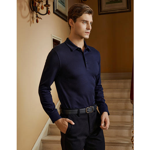 YvesFigarau伊夫·费嘉罗秋冬新款长袖T恤套头男士商务休闲上衣920909 商品图2