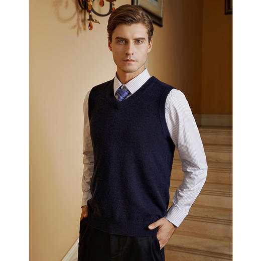 YvesFigarau伊夫·费嘉罗100%山羊绒秋冬舒适保暖毛背心921128 商品图1