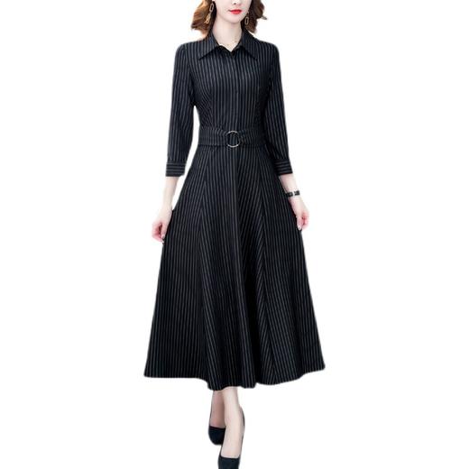 新款女装复古条纹连衣裙气质时尚过膝大摆长裙 XY-YM4996 商品图4