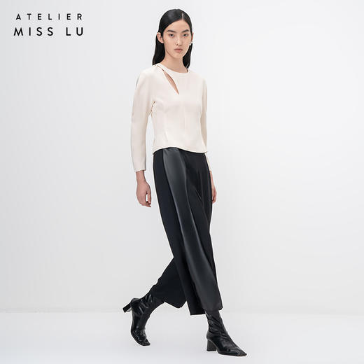 【破晓】细叶镂空拼接廓形袖米白宽松上衣/00204 商品图2