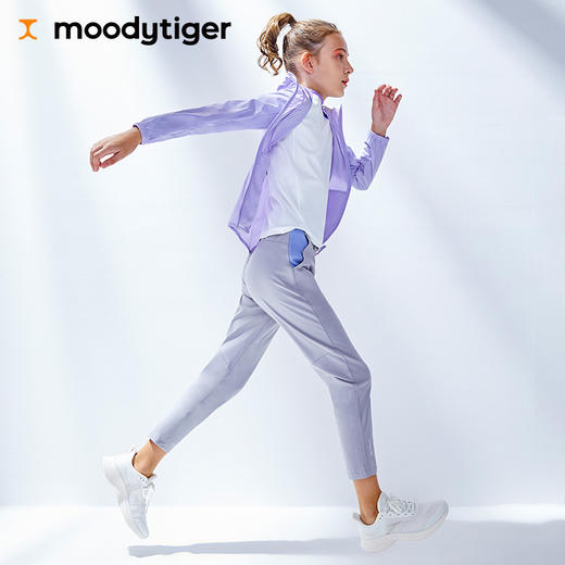 moodytiger女童运动裤2021冬季新款纯色透气高弹力宽松休闲长裤M12211310 商品图1
