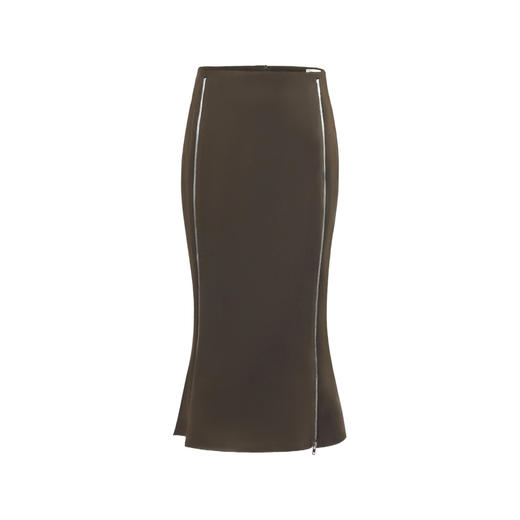 【花序】拉链拼接设计苔绿高腰半裙/000116 商品图4