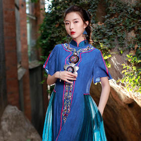 琴瑟和鸣绣花拼接网纱连衣裙 | 现货 气质款