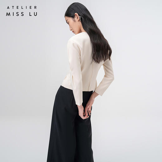 【破晓】细叶镂空拼接廓形袖米白宽松上衣/00204 商品图3