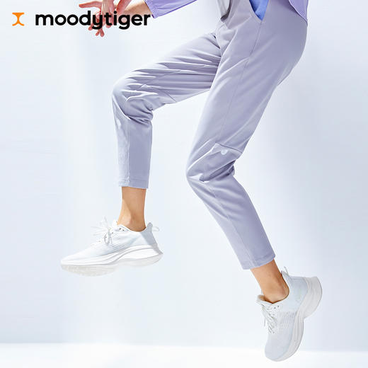 moodytiger女童运动裤2021冬季新款纯色透气高弹力宽松休闲长裤M12211310 商品图2