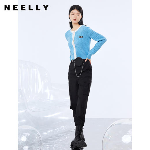 NEELLY纳俪工装风束脚裤女2021新款哈伦裤宽松潮流百搭休闲裤秋季 商品图2
