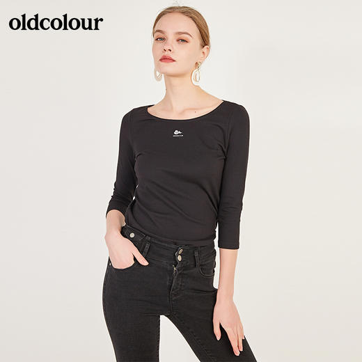 oldcolour春秋季时尚纯色百搭长袖T恤女N12023258 商品图4