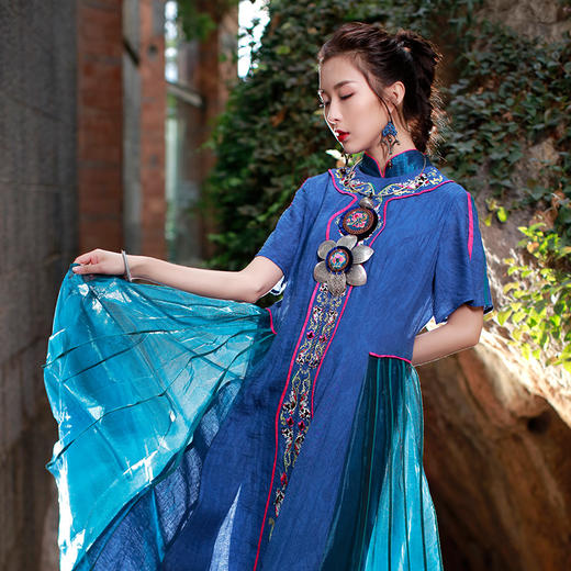 琴瑟和鸣绣花拼接网纱连衣裙 | 现货 气质款 商品图1