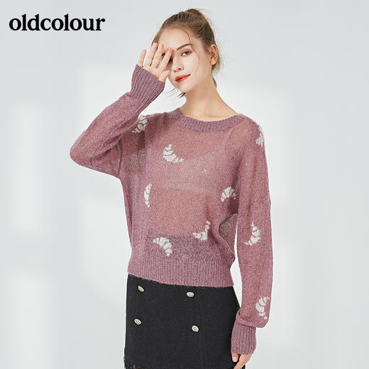 oldcolour秋季商场同款圆领百搭毛织套头衫女N33052372 商品图4