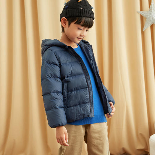 METTE儿童轻薄羽绒服2020冬新款中大童装90白鹅绒短款连帽小外套 商品图4