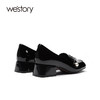 westory2021秋季新款漆皮浅口粗跟皮鞋链条圆头单鞋S21CM71711 商品缩略图3