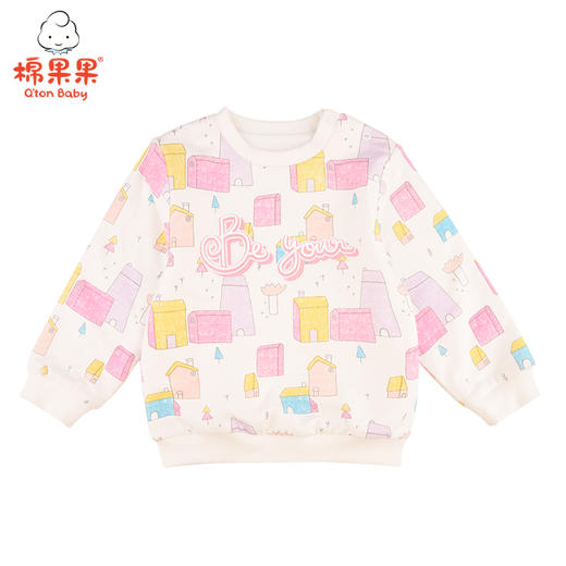 棉果果冬季女童满印挂里套头卫衣M422180221686 商品图1