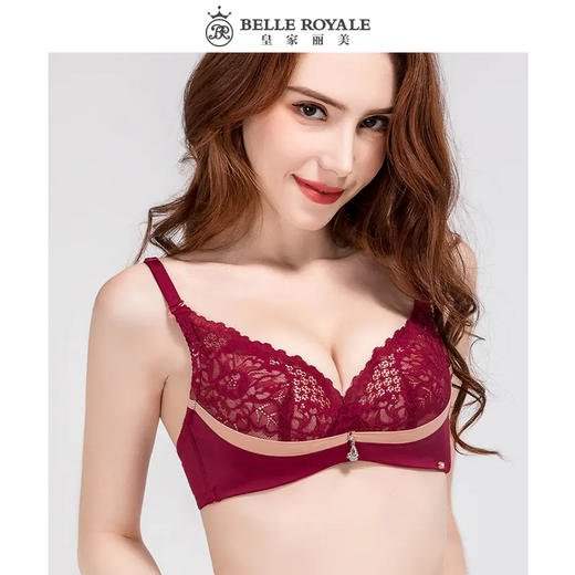 皇家丽美托胸深V文胸舒适两排扣蕾丝美背内衣WW1812-3 商品图0