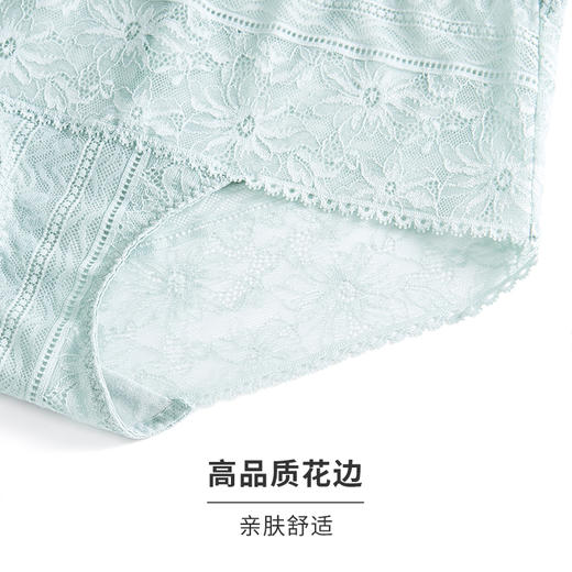 HSIA遐内裤女夏薄款全蕾丝性感无压清爽透气纯棉裆底中高腰平角裤 商品图4