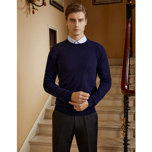 YvesFigarau伊夫·费嘉罗100%绵羊毛秋冬新款套头舒适保暖打底休闲毛衣921163 商品图1