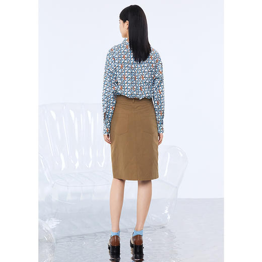 NEELLY纳俪商场同款单排扣大口袋设计半身裙女高腰中长裙秋季新款N21082E01158 商品图4