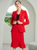 IWY/高端时尚红色西装套裙女休闲外套名媛西服鱼尾裙套装气质203177C1S3 商品缩略图3