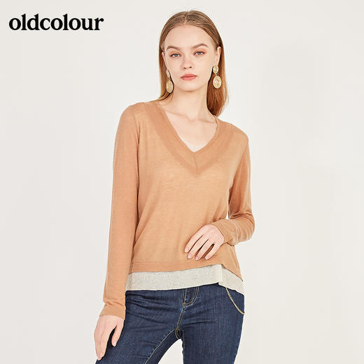 oldcolour秋季V领百搭毛织套头衫女N11052161 商品图4