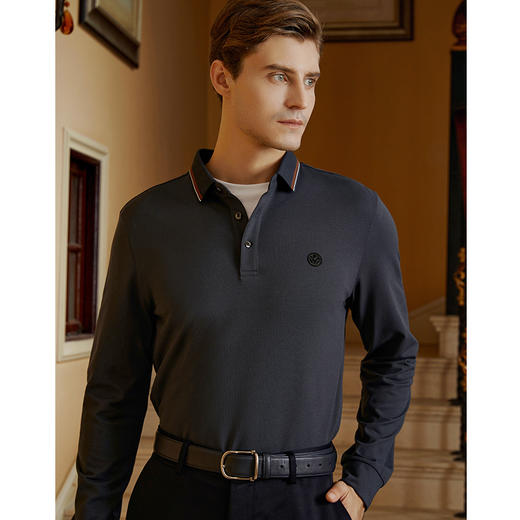 YvesFigarau伊夫·费嘉罗秋冬新款长袖T恤套头男士舒适修身上衣920959 商品图2