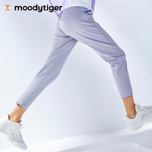 moodytiger女童运动裤2021冬季新款纯色透气高弹力宽松休闲长裤M12211310 商品图0